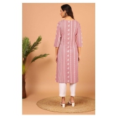 Janasya - Pink Cotton Womens Straight Kurti ( Pack of 1 ) - S