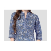 Meher Impex Cotton Blend Printed A-line Womens Kurti - Blue ( Pack of 1 ) - None