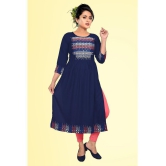 haya fashion - Navy Rayon Women's Straight Kurti ( Pack of 1 ) - None