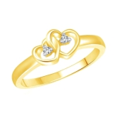 Vighnaharta Dual Heart Ring with Initial R Letter Pendant Gold Plated Jewellery Combo - 10