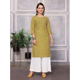 Rangita Women Cotton Mustard Printed Knee Length Straight Kurti - None