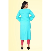 haya fashion - Turquoise Rayon Women's Straight Kurti ( Pack of 1 ) - None