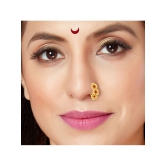 Traditional Maharashtrian Style Gold Plated Nath Nose Ring For Women And Girls - Pink