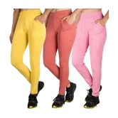 KARARO JEGGINGS - Cotton Blend Skinny Fit Yellow Womens Jeggings ( Pack of 3 ) - None