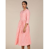 Karigari Cotton Pink Fit And Flare Dress - - S