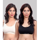 Kiran Enterprises Black Cotton Non Padded Womens Sports Bra ( Pack of 3 ) - None