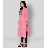 Rangrasiya - Pink Cotton Blend Women's Straight Kurti ( Pack of 1 ) - M