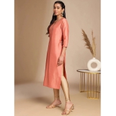 Janasya Silk Blend Solid Straight Womens Kurti - Peach ( Pack of 1 ) - None