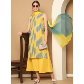 Woven Design Yellow Cotton Kurta with Palazzos & With Dupatta-XXL / Yellow