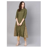 Juniper - Green Rayon Womens Flared Kurti ( Pack of 1 ) - L