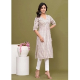 Glorious Cotton Striped Angrakha Womens Kurti - Beige ( Pack of 1 ) - None