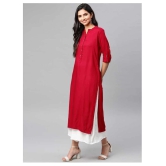 SIPET - Red Rayon Womens Straight Kurti - S