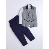 DKGF Fashion - Navy Cotton Blend Boys 2 Piece Suit ( Pack of 1 ) - None