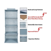 Non Woven Foldable Hanging 4 Shelves Wardrobe/Closet Cloth Organizer (Grey/ Beige )-Pack of 02 Regular Organizer Regular Organizer