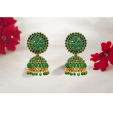 Green Kundan and Pearl Jhumka Earrings