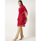 Pannkh - Red Georgette Womens Kaftan Kurti ( Pack of 1 ) - None