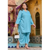 PrettyPlus by Desinoor.com Blue Solid Palazzo Top Set - None