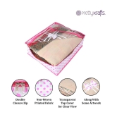 PrettyKrafts sari cover bag combo with Transparent Top with Bow,Pack of 6, Pink Dots