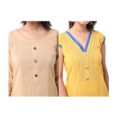 DESHBANDHU DBK - Multicolor Cotton Womens Straight Kurti ( Pack of 2 ) - None