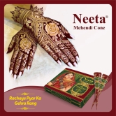 Neeta Mehendi Cones for Hand Desgning & Wedding, Bridal Mehandi Cone Reddish Brown Color 12 Pcs in 1 Box (Pack of 3)