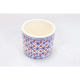 Khurja Pottery Indoor Pot Pipe Shape Red and Blue Colour Small Size 4 Inches