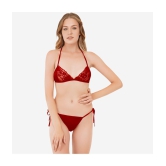 SELETA - Maroon Assorted Cotton Lycra Women's Bra & Panty Set ( Pack of 1 ) - None