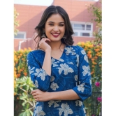 Vbuyz Cotton Printed Angrakha Womens Kurti - Blue ( Pack of 1 ) - None