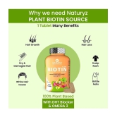 NATURYZ 100% Plant Based Biotin with DTH Omega 3 for Strong Hairs, Nails, Glowing Skin - 60 Tablets