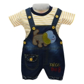 Zadmus Unisex Top and Dungaree Set Denim, Yellow - 0-6 Months