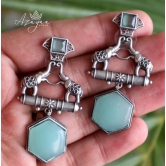 Azayaa World Mint Elephant pair hexagon earring