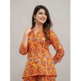 Frionkandy Orange Printed Pant Top Set - None