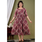 KASHVI Creation Women's Cotton Floral Printed Anarkali Maternity Feeding Kurti-Pink