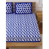 Frionkandy Cotton Queen Bed Sheet with Two Pillow Covers - Blue - Blue