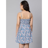 Oxolloxo Blue & White Floral Satin A-Line Dress