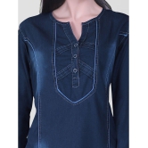 CEFALU - Blue Denim Women''s Straight Kurti ( Pack of 1 ) - None