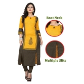 Vbuyz - Yellow Cotton Womens Front Slit Kurti ( Pack of 1 ) - M