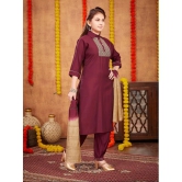 Aarika Wine Silk Girls Patiala Kurta Set ( Pack of 1 ) - None