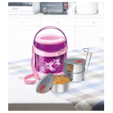 Milton Econa Deluxe 3 Insulated Stainless Steel Lunch Box, (3 Containers), 780 ml, Pink