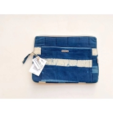 Sustainable Handmade Cotton Laptop Sleeve/Laptop Cover by Ekatra - Indigo stripes