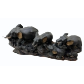 Unique International Resin Elephant Statue with Baby Elephant Showpiece Animal Figurine Idol Black