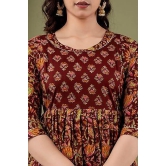 KASHVI Creation Women's Cotton Floral Printed Maternity Feeding Kurti -Maroon