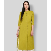 Pistaa - Green Cotton Womens Front Slit Kurti ( Pack of 1 ) - 3XL