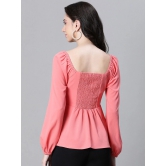 Oxolloxo Square Neck Smocked Crepe Peplum Top