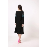 Black Dress With Embroidered Sleeves-S