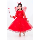 Girls Red Net Frocks  Dresses-9 - 10 Years