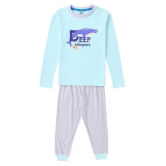 Cub McPaws Boys Nightwear Set - Blue full sleeve tee with Whale print pyjama - None