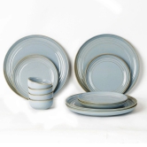 Handcrafted Chip Resistance Porcelain Dinner Set, 12 Pieces Dish Set Serving for 4, Microwave and Dishwasher Safe, Bone-ash Free, Crockery Set for Dining and Gifting, Arctic Blue