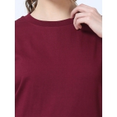 Women Solid Oversized T-Shirt, MAROON-XXL / Maroon