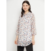 Shirt Collar Floral Printed Tunic