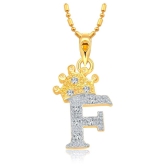 Vighnaharta Royal Crown F Letter CZ Gold and Rhodium Plated Alloy Pendant for Men and Women -[VFJ1279PG] - Golden